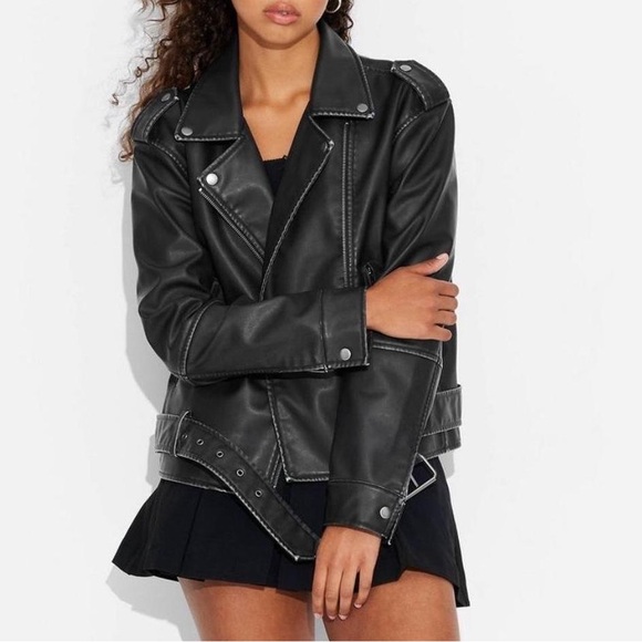 wild fable Jackets & Blazers - Wild Fable Faux Leather Oversized Motorcycle Jacket